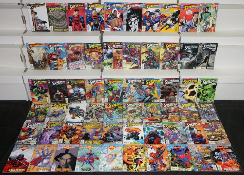 Modern DC Superman Titles 60pc Count High Grade Comic Lot Man of Steel JLA (DC Comics), raw, ungraded comic book — front cover