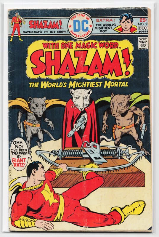 Shazam! #21 (DC Comics, 1975), raw, ungraded comic book — front cover