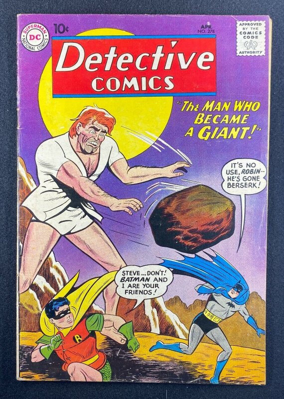 Detective Comics #278 (DC Comics, 1937), raw comic book in FN 6.0 condition — front cover