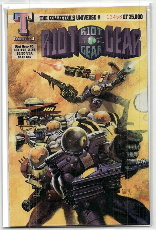 Riot Gear #1, raw, ungraded comic book — front cover