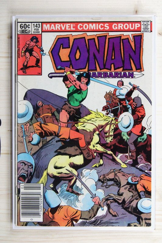 Conan the Barbarian #143 (Marvel Comics, 1983), raw comic book in VF- 7.5 condition — front cover