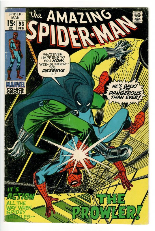 Amazing Spider-Man #93 (Marvel Comics, 1971), raw comic book in VG+ 4.5 condition — front cover