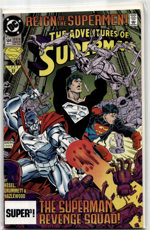 Adventures of Superman #504 (DC Comics, 1993), raw, ungraded comic book — front cover