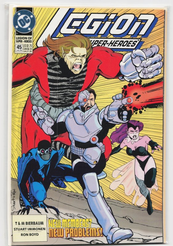 Legion of Super-Heroes #45 (DC Comics, 1993), raw, ungraded comic book — front cover