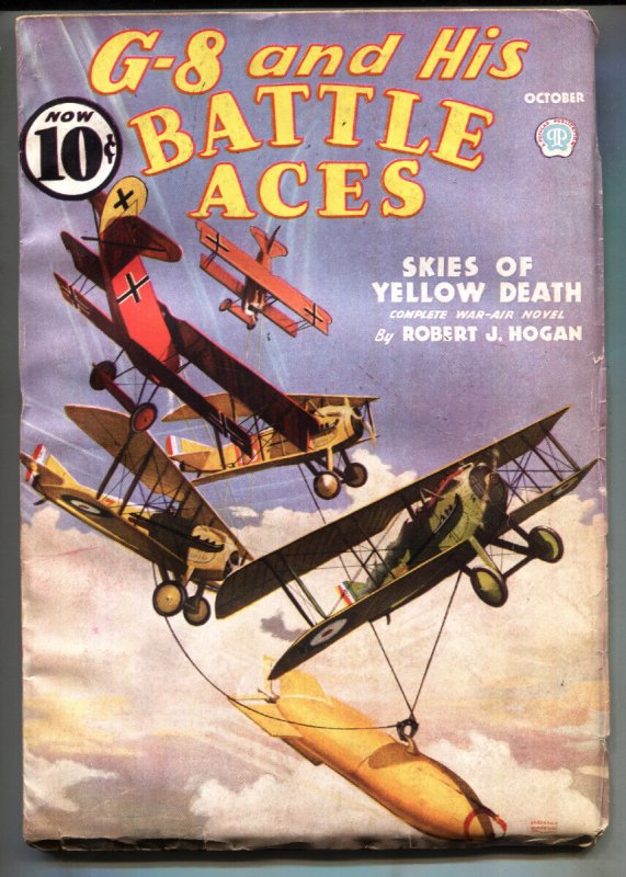 G-8 and His Battle Aces 10/1936-Air War Battle Cover-Rare Pulp Magazine, raw, ungraded comic book — front cover