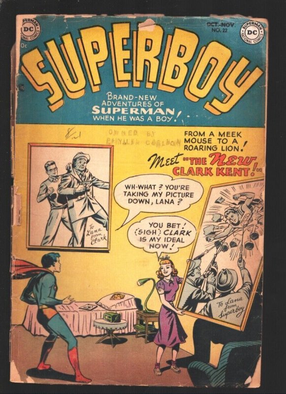Superboy #22 (DC Comics, 1952), raw comic book in FR condition — front cover