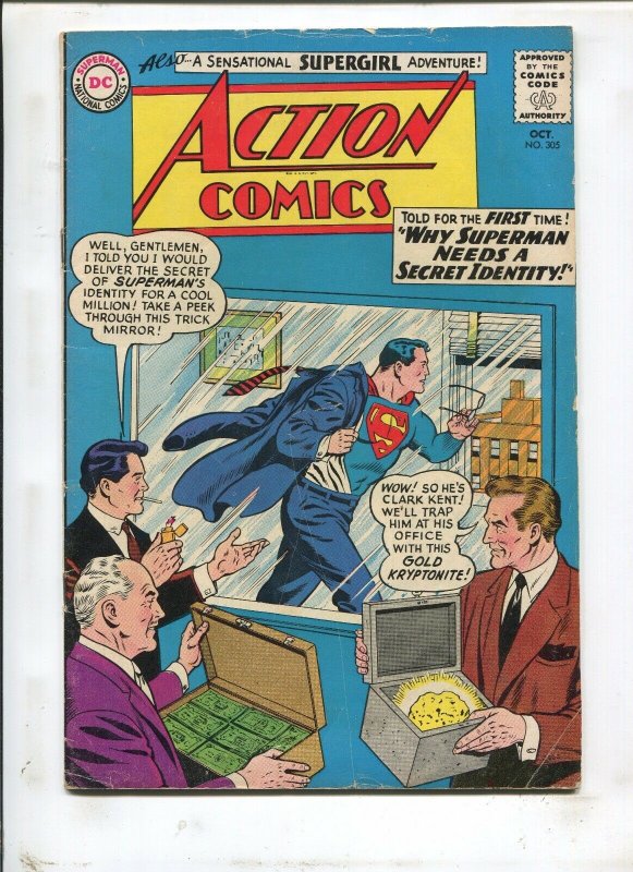 Action Comics #305 (DC Comics, 1963), raw comic book in 3.5 condition — front cover