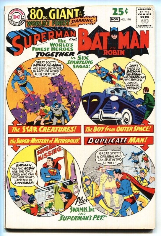 World's Finest #170 (DC Comics), raw comic book in VF condition — front cover