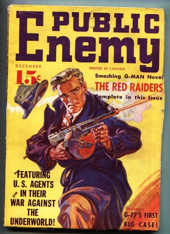 Public Enemy 1935 Dec First Issue! Canadian Edition -Hero Pulp (1935), raw, ungraded comic book — front cover