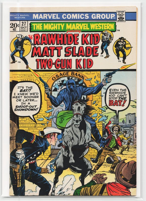 The Mighty Marvel Western #27 (Marvel Comics, 1973), raw, ungraded comic book — front cover