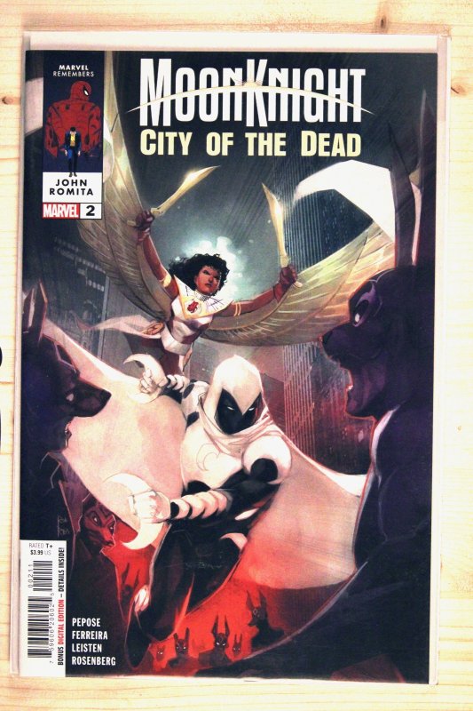 Moon Knight: City of the Dead #2 (Marvel Comics, 2023), raw comic book in NM+ 9.6 condition — front cover