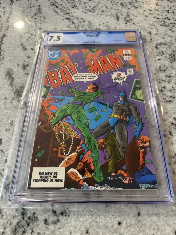 Batman #362 (DC Comics, 1983), CGC 7.5 graded comic book, Universal Blue label — front cover in its holder