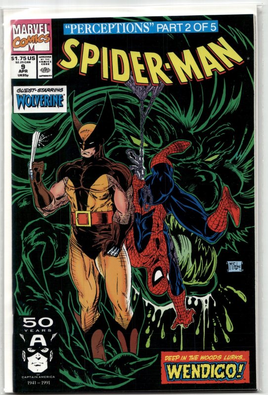 Spider-Man #9 (Marvel Comics, 1991), raw, ungraded comic book — front cover