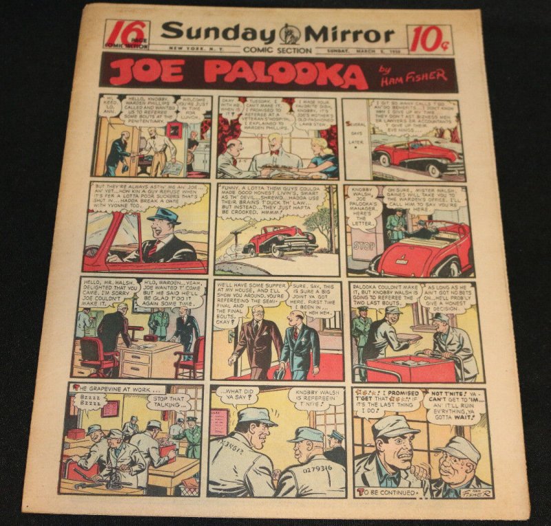 1950 Sunday Mirror Weekly Comic Section March 5th (VF) Superman Inside Earth (1950), raw comic book in VF condition — front cover