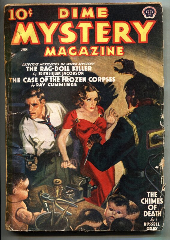 Dime Mystery 1/1939-weird Menace Pulp Magazine-Rare (Popular Publications, 1939), raw, ungraded comic book — front cover