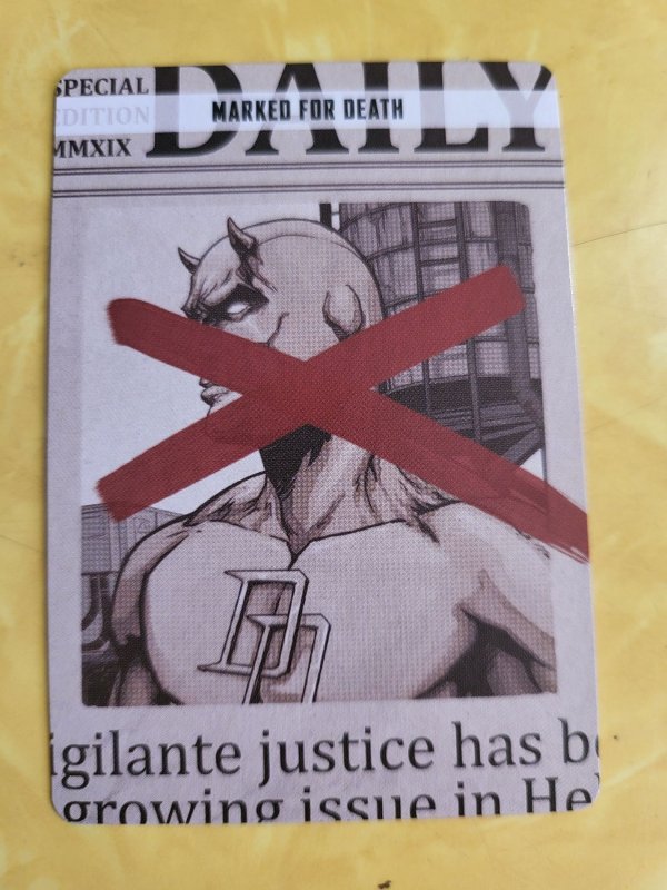 Marvel Crisis Protocol Game Card - Marked for Death (Marvel Comics), raw, ungraded comic book — front cover