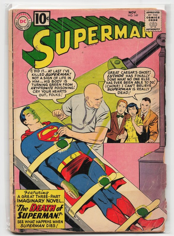 Superman #149 (DC Comics, 1961), raw, ungraded comic book — front cover