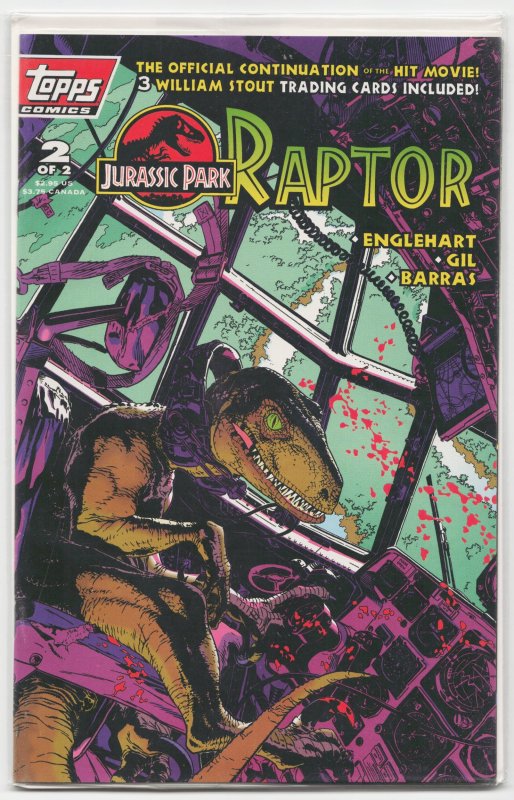 Jurassic Park: Raptor #2 (Topps Comics, 1993), raw, ungraded comic book — front cover