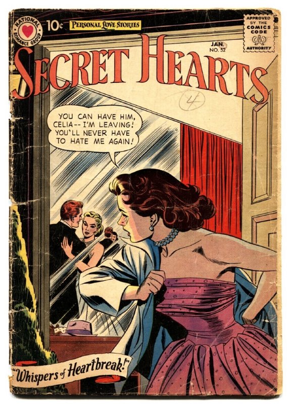 Secret Hearts #52 (DC Comics, 1959), raw, ungraded comic book — front cover