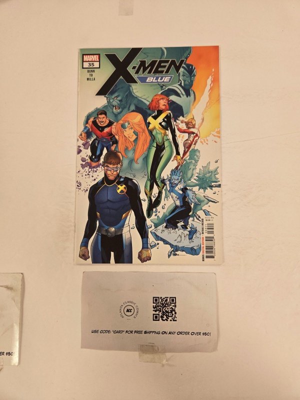 X-Men Blue #35 (Marvel Comics), raw comic book in NM condition — front cover
