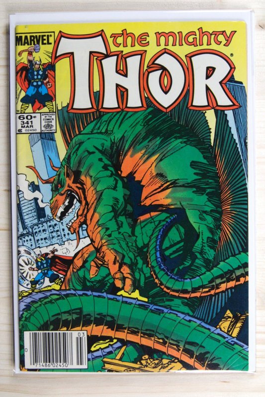 Thor #341 (Marvel Comics, 1984), raw comic book in VF+ 8.5 condition — front cover