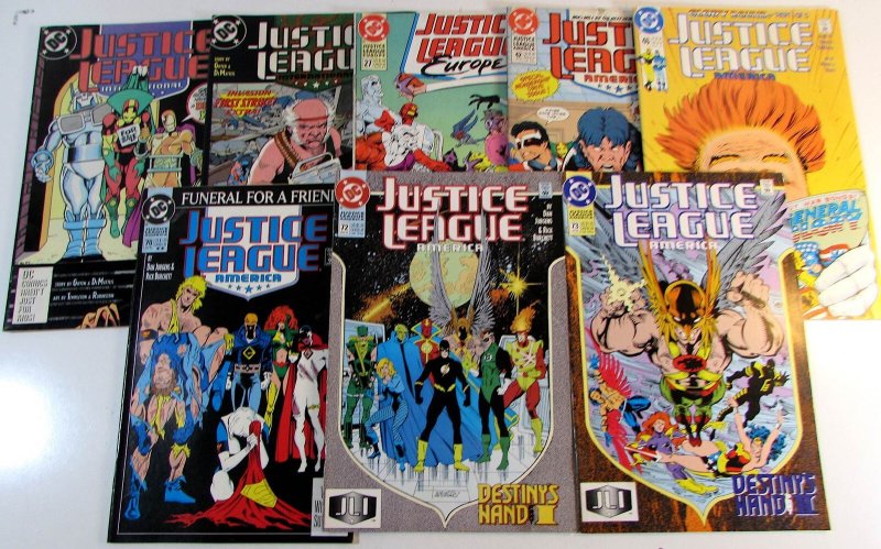 1988 Justice League America Lot of 8 #20, 22, 42, 46, 70, 72, 73, Europe 27 DC (DC Comics, 1988), raw, ungraded comic book — front cover