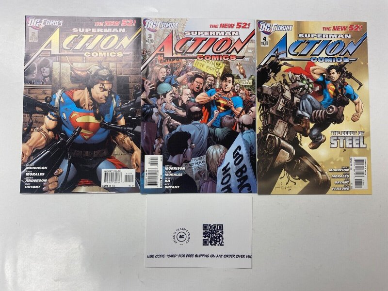 3 Superman Action Comics DC Comic Books #2 3 4 20 KM8, raw, ungraded comic book — front cover