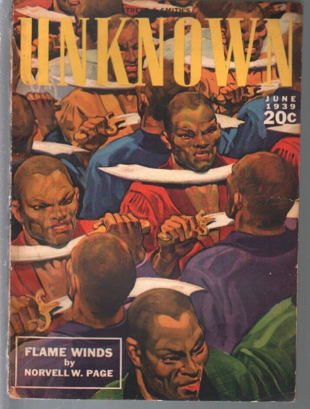 Pulp: Unknown 6/1939-bizarre Cover-Edd Carter-L. Sprague de Camp-G/VG, raw comic book in VG condition — front cover
