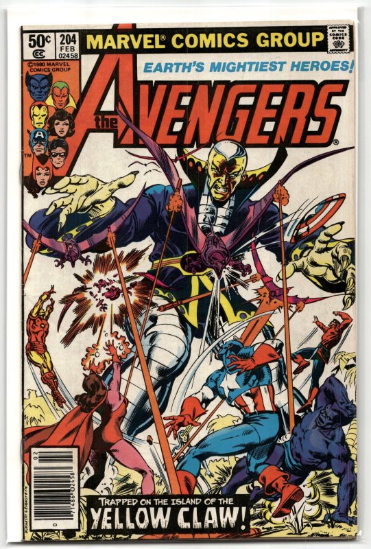 The Avengers #204 (Marvel Comics, 1981), raw, ungraded comic book — front cover