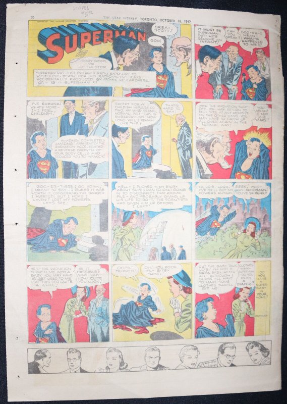 Superman / Flash Gordon - Star Weekly Newspaper Clipping - 10/18/1947, raw, ungraded comic book — front cover