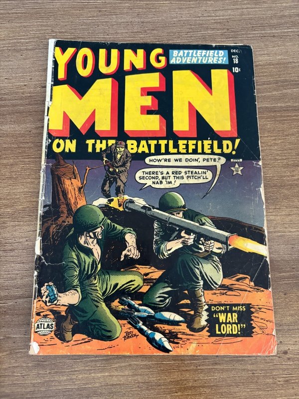 Young Men on the Battlefield #18 (Marvel Comics), raw comic book in VG- condition — front cover