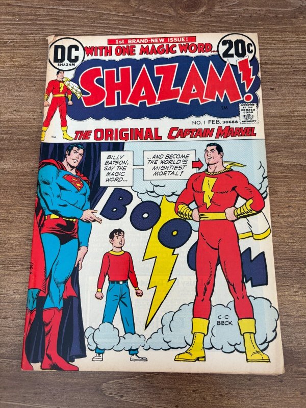 Shazam #1 (DC Comics, 1973), raw comic book in FN condition — front cover