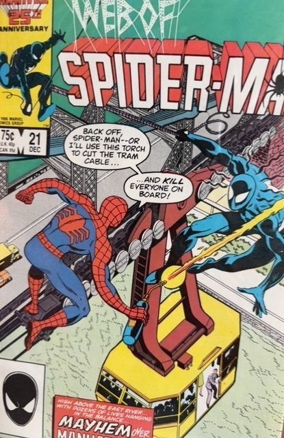 Web of Spider-Man #21 (Marvel Comics, 1986), raw, ungraded comic book — front cover