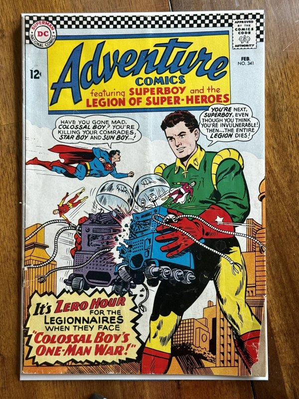 Adventure Comics #341 (DC Comics, 1966), raw comic book in VG- 3.5 condition — front cover