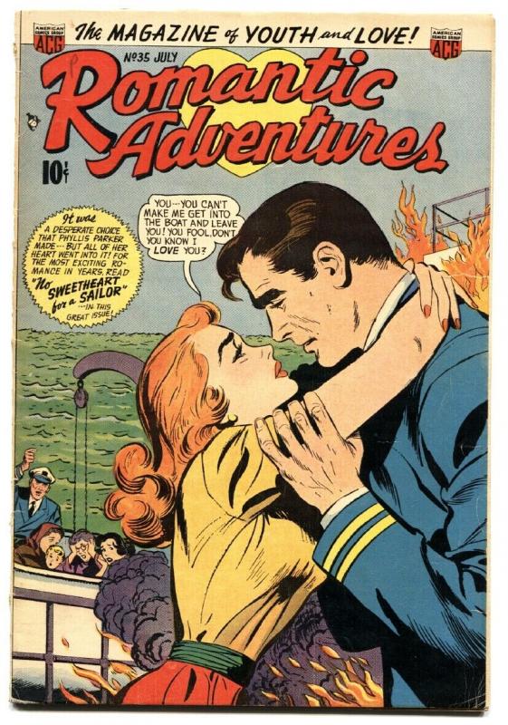 Romantic Adventures #35 (1953), raw, ungraded comic book — front cover