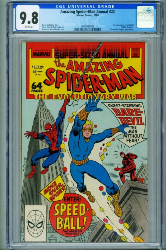 Amazing Spider-Man Annual #22 (Marvel Comics), CGC 9.8 graded comic book, Universal Blue label — front cover in its holder