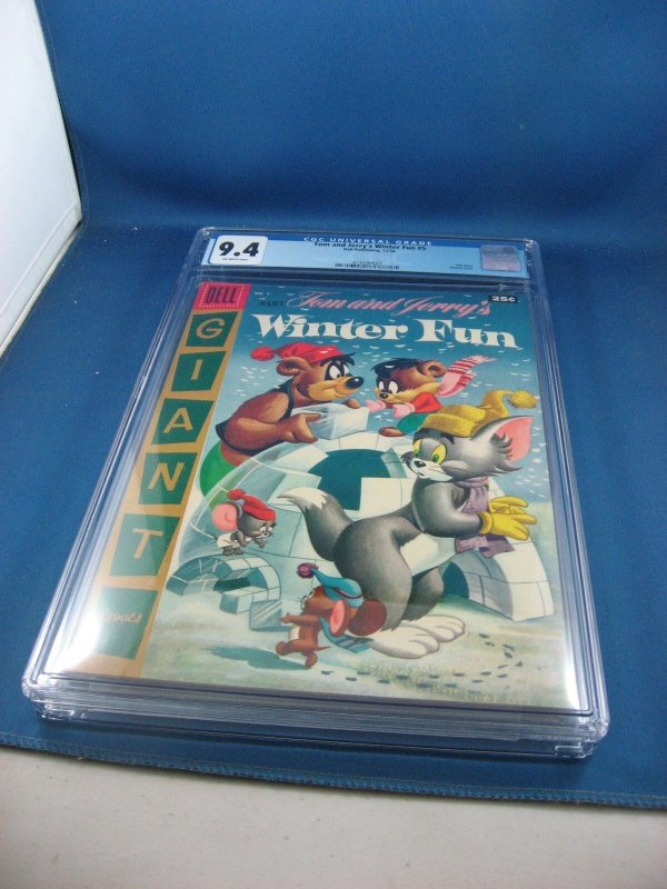 Tom and Jerry Winter Fun #5 (1956), CGC 9.4 graded comic book, Universal Blue label — front cover in its holder