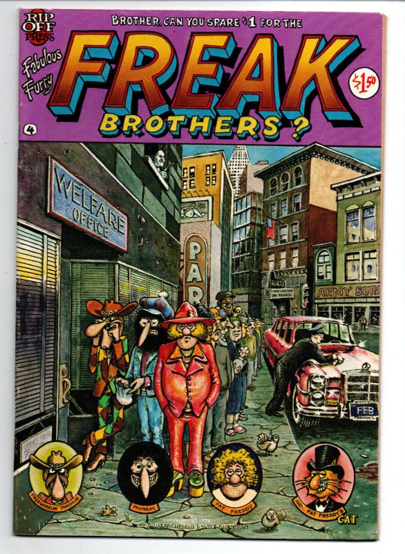 The Fabulous Furry Freak Brothers #4 (1982), raw comic book in FN condition — front cover