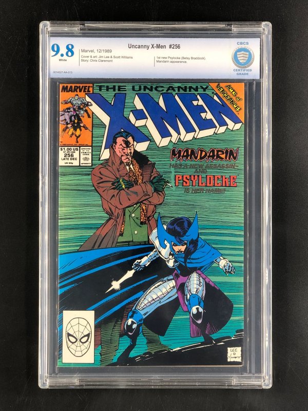 Uncanny X-Men #256 (Marvel Comics, 1989), CBCS 9.8 graded comic book, Universal Blue label — front cover in its holder