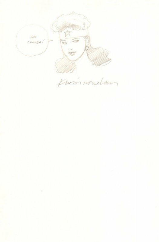 Wonder Woman Portrait - Signed art by Kevin Nowlan, raw, ungraded comic book — front cover