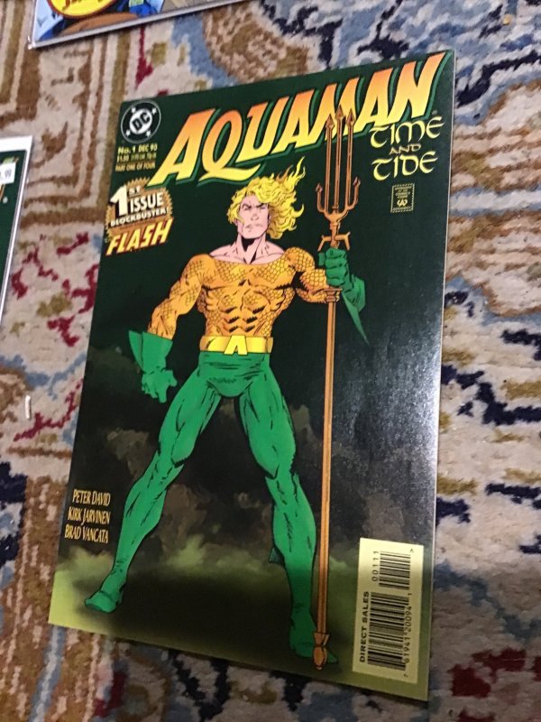 Aquaman: Time and Tide #1, 2, 3 (1993) the Flash X-over! Super-High-Grade Wow! (DC Comics, 1993), raw, ungraded comic book — front cover