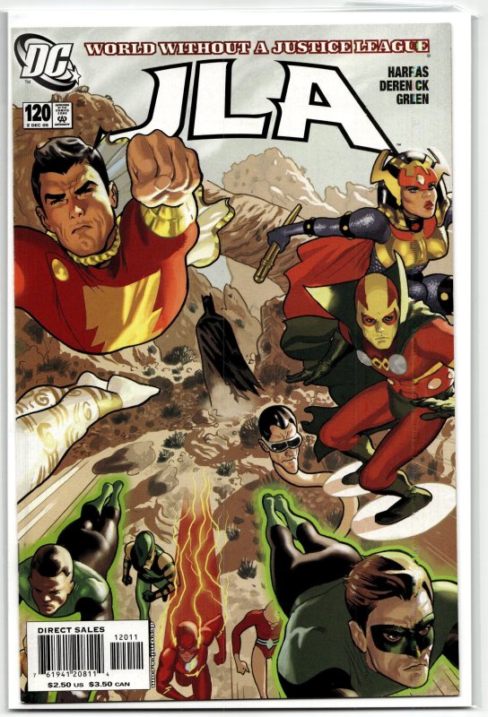 JLA #120 (DC Comics, 2005), raw, ungraded comic book — front cover