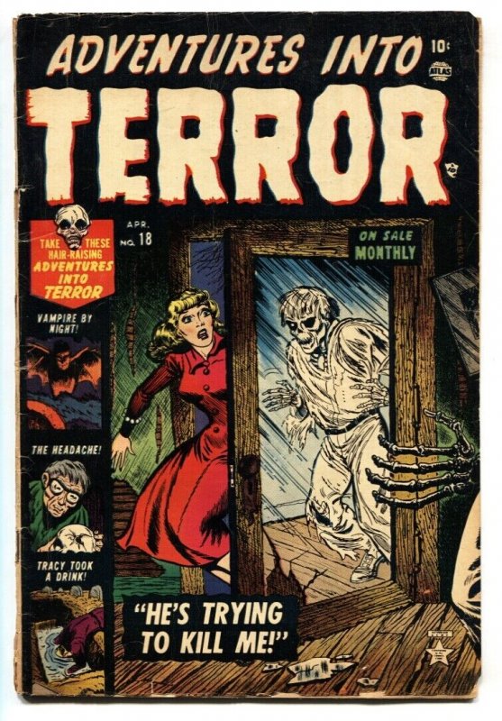 Adventures into Terror #18 (Atlas Comics, 1953), raw, ungraded comic book — front cover