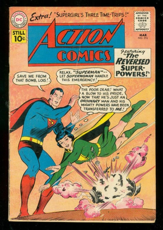 Action Comics #274 (DC Comics, 1961), raw comic book in VG condition — front cover