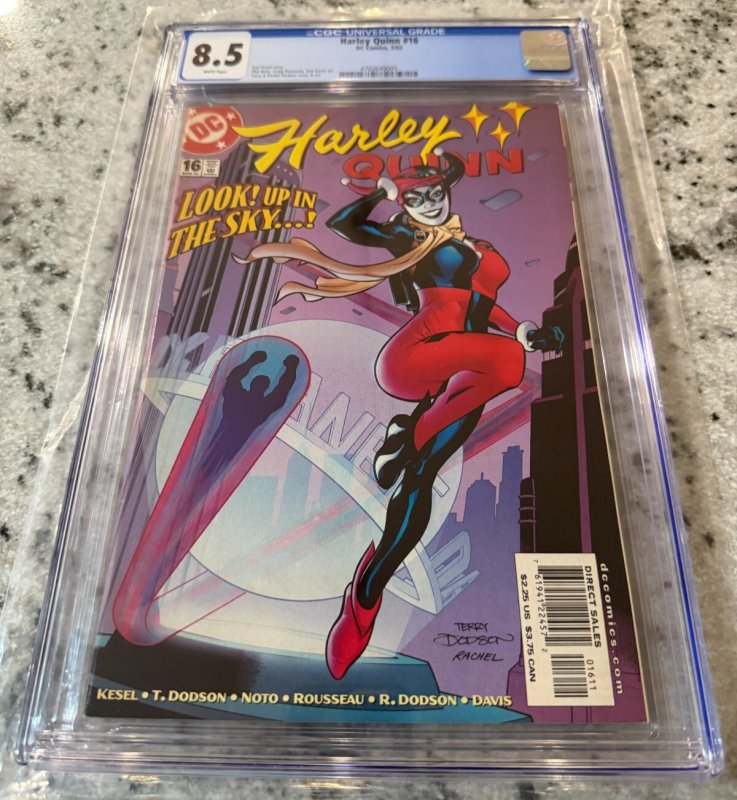 Harley Quinn #16 (DC Comics, 2002), CGC 8.5 graded comic book, Universal Blue label — front cover in its holder