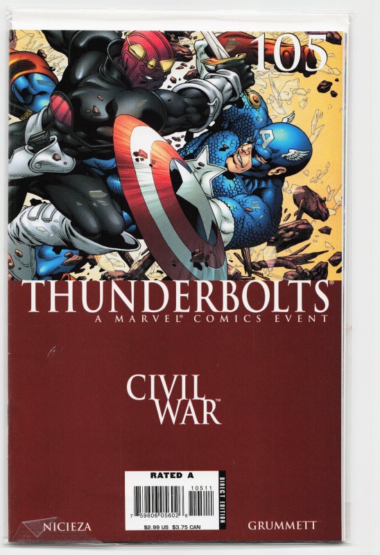 Thunderbolts #105 (Marvel Comics, 2006), raw, ungraded comic book — front cover
