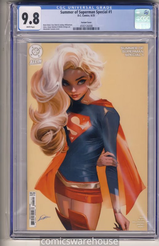 Summer of Superman Special #1 (DC Comics, 2025), CGC 9.8 graded comic book, Universal Blue label — front cover in its holder