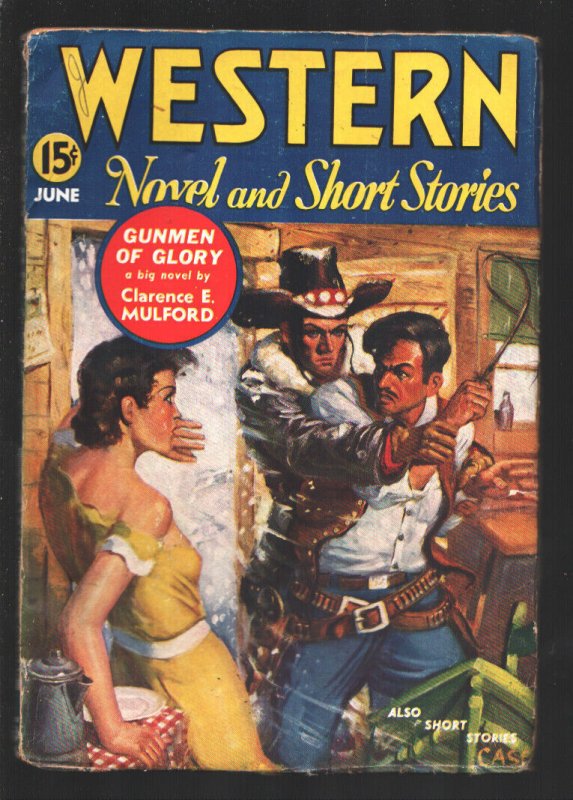 Western Novels and Short Stories 6/1936-"Gunmen of Glory" Hopalong Cassidy-Cl..., raw, ungraded comic book — front cover