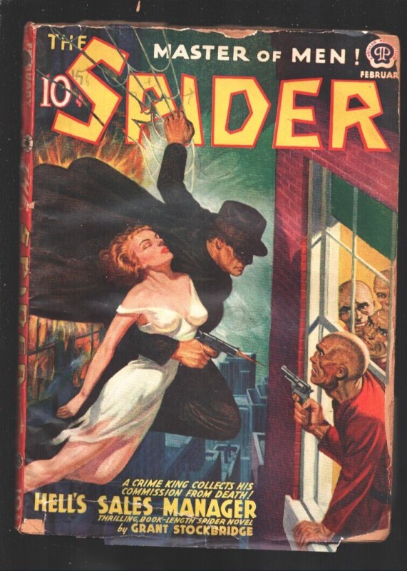 Spider 2/1940-Popular-"Hell's Sales Manger"-Spider Rescues Spicy Woman from B..., raw, ungraded comic book — front cover