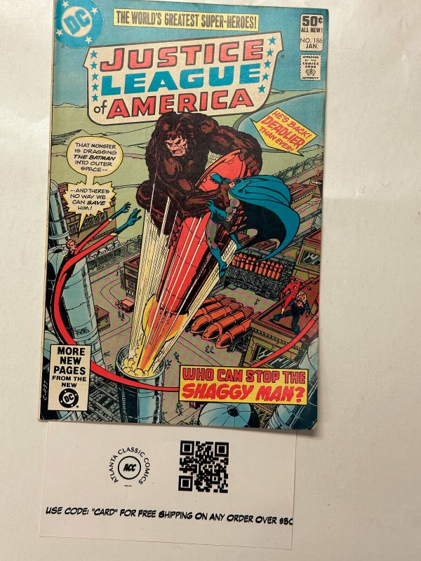 Justice League of America #186 (DC Comics, 1981), raw comic book in VF condition — front cover